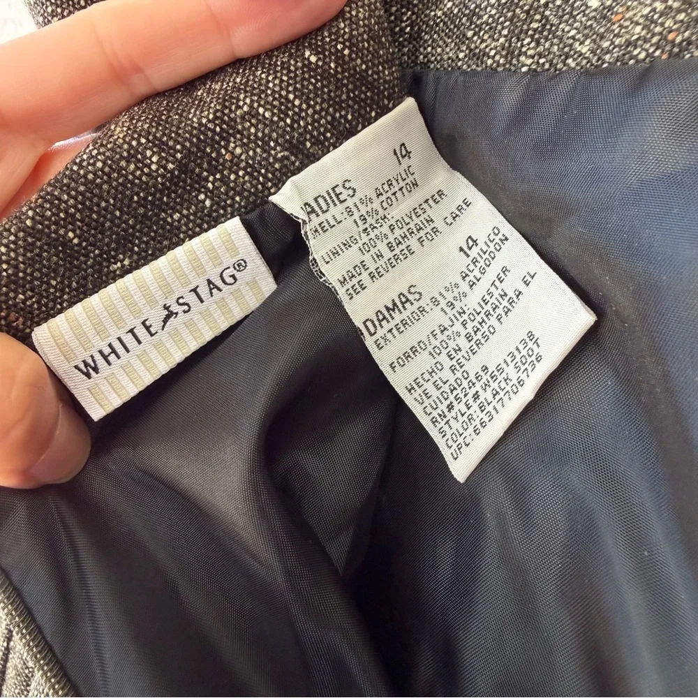 White Stag Tweed Flowy Midi Maxi‎ Skirt - Dark Academia Preppy Bow Size 14 - Picture 9 of 10